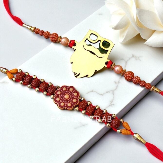Set of 2 Stylish Brother and Rudraksha Rakhi-01