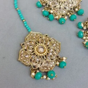Shefali Maang Tikka Set - Sea Green