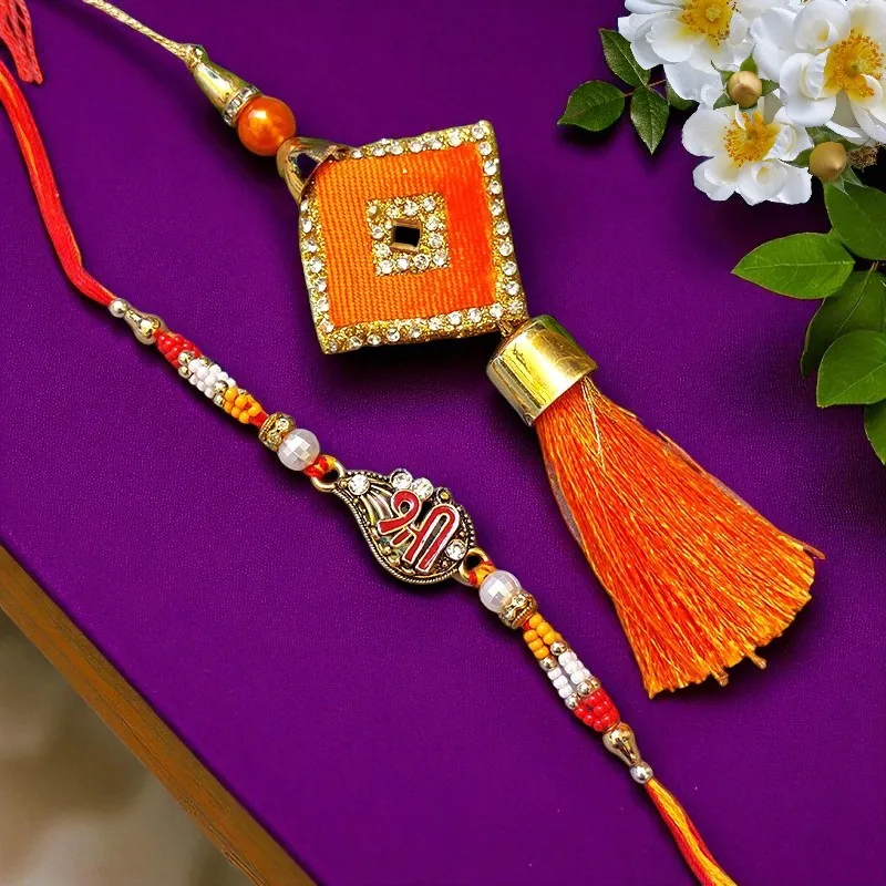 Shree Rakhi with Orange Tassel Lumba - Image 2