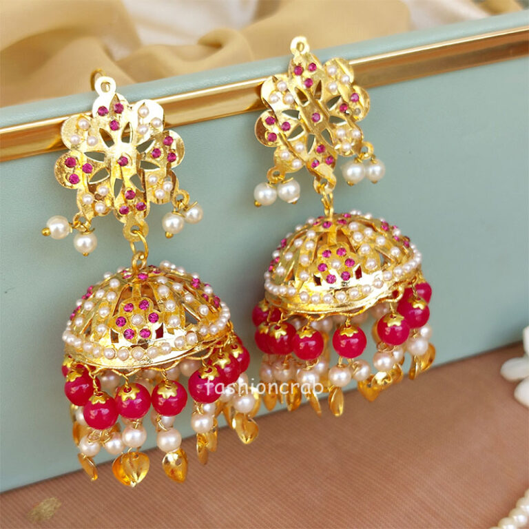Traditional Punjabi Pipal Patti Tikka Set - Hot Pink