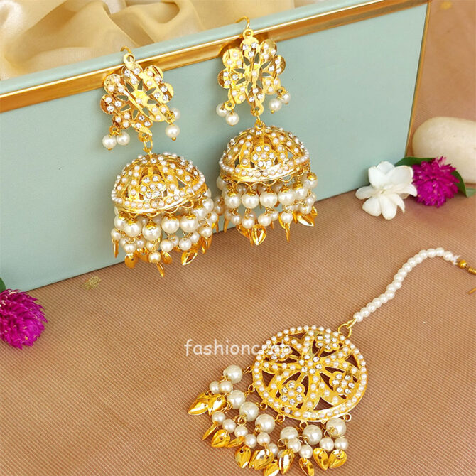 Traditional Punjabi Pipal Patti Tikka Set - White Traditional Punjabi Pipal Patti Tikka Set - White