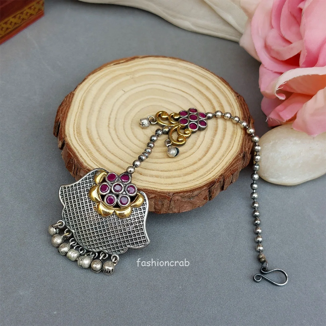 Vidya Oxidised Maang Tikka