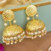 White Beautiful Punjabi Jhumka with Tikka-01 White Beautiful Punjabi Jhumka with Tikka