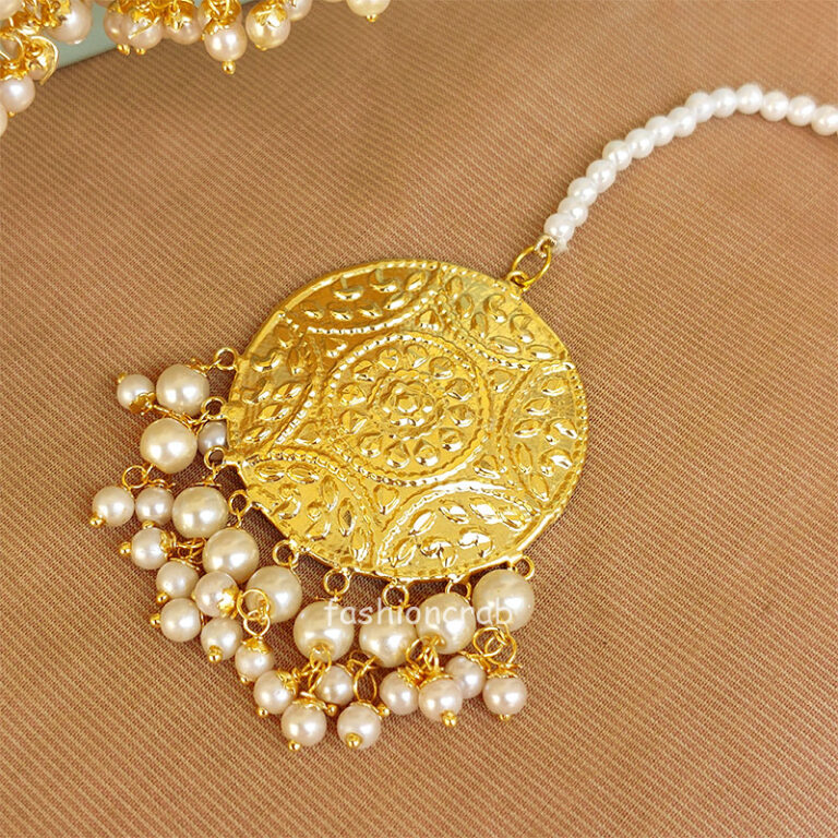 White Beautiful Punjabi Jhumka with Tikka