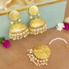 White Beautiful Punjabi Jhumka with Tikka White Beautiful Punjabi Jhumka with Tikka