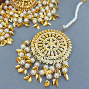 White Heavy Jadau Jhumka Earrings for Punjabi Suit
