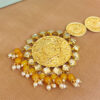 Yellow Big Punjabi Traditional Earrings with Tikka