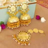 Yellow Big Punjabi Traditional Earrings with Tikka Yellow Big Punjabi Traditional Earrings with Tikka