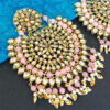 Big Punjabi Tikka Set with Earrings for Women - Light Pink