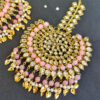 Big Punjabi Tikka Set with Earrings for Women - Light Pink