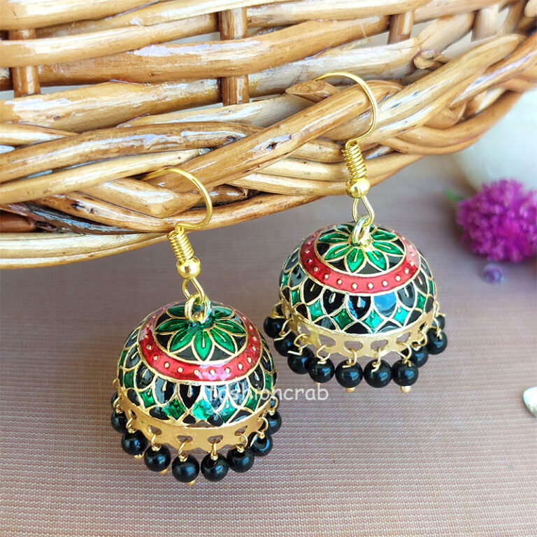 Black Meenakari Work - Kan ke Jhumke