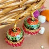 Black Red Pearl Indian Jhumka Earrings