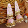 Lavender Color Meenakari Jhumka Earrings for Women