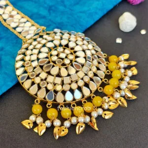 Mirror Maang Tikka - Yellow