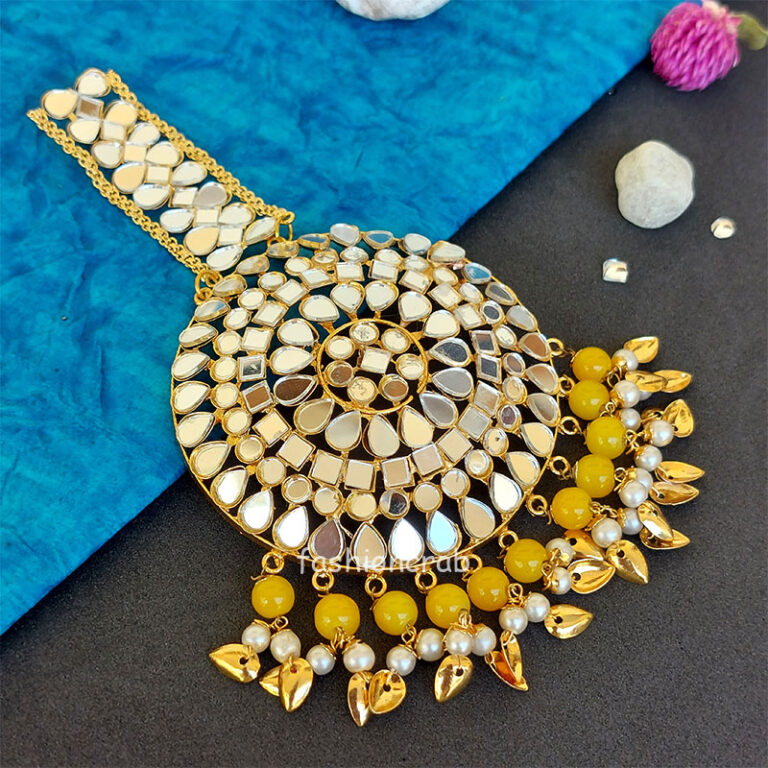 Mirror Maang Tikka - Yellow