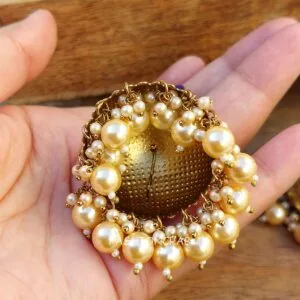 Peacock Jhumka Earrings - Peach