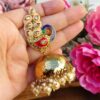 Peacock Jhumka Earrings - Peach