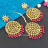 Pink Punjabi Kundan Tikka Set with Earrings for Women