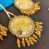 Pipal Patti Earrings Tikka Set - Yellow-01 Pipal Patti Earrings Tikka Set - Yellow