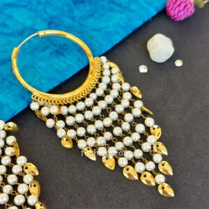 Punjabi Bali Earrings with White Pearl Drop