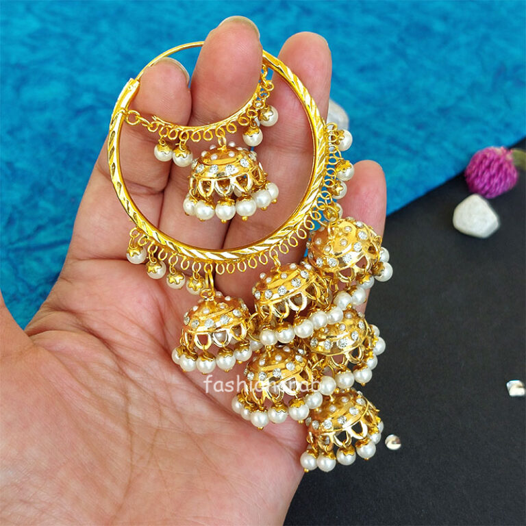 Punjabi Style Bali with Layered Jhumka Earrings