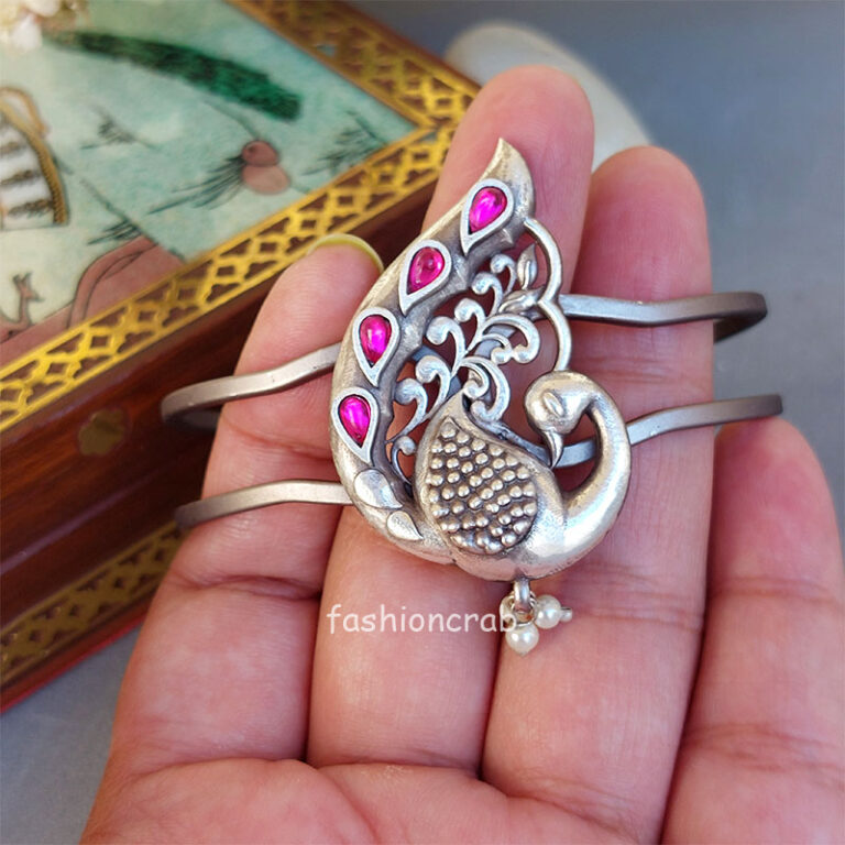 Silver Look Alike Adjustable Peacock Bracelet
