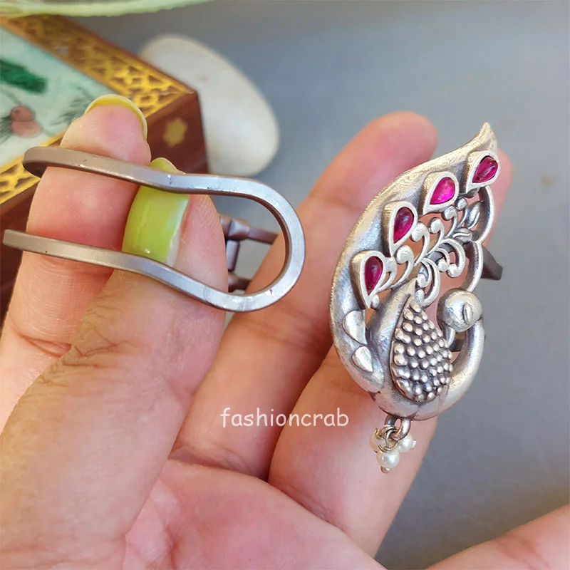 Silver Look Alike Adjustable Peacock Bracelet