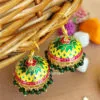 Yellow Green Pearl Indian Jhumka Earrings