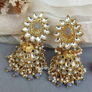 Adaa Jhumka Earrings - Grey