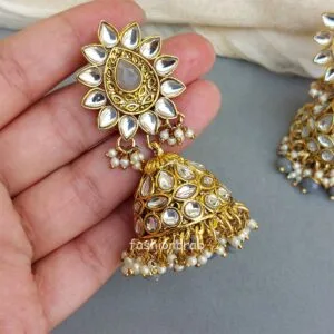 Adaa Jhumka Earrings - Grey