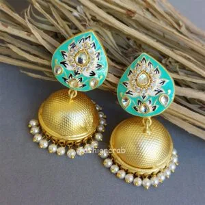Alia Meenakari Jhumka - Sea Green