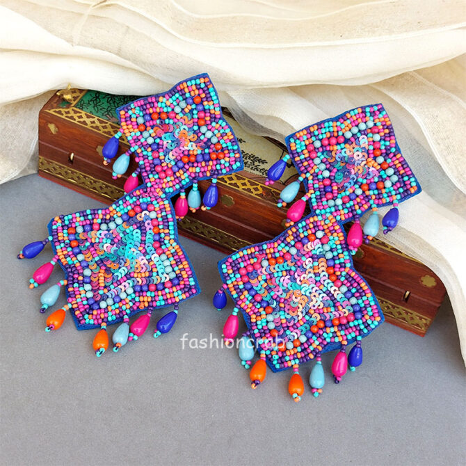 Multicolour Beads Earrings for Girls-04 Multicolour Beads Earrings for Girls