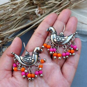 Oxidized Earrings – Pink Pearl