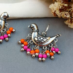 Oxidized Earrings – Pink Pearl