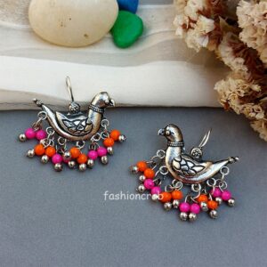 Oxidized Earrings – Pink Pearl