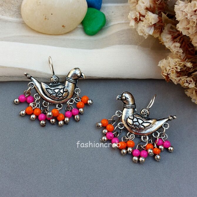 Oxidized Earrings – Pink Pearl