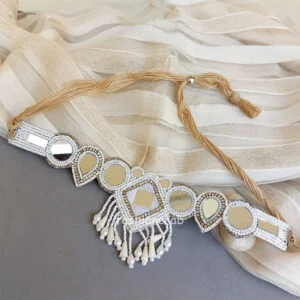 White Beads Western Choker Necklace for Girls