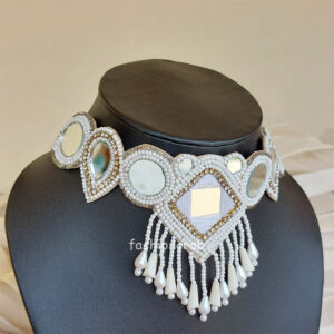 White Beads Western Choker Necklace for Girls