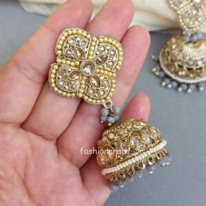 Aamna Maang Tikka with Earrings - Grey