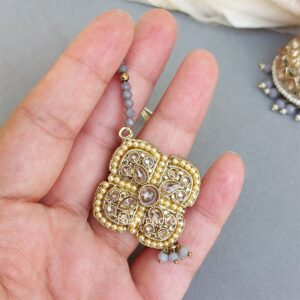 Aamna Maang Tikka with Earrings - Grey