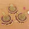 Big Punjabi Tikka Set with Earrings for Women - Purple