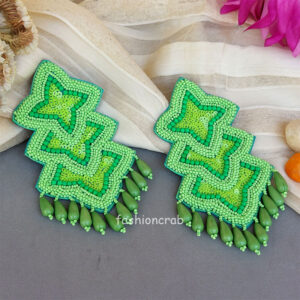 Green Beads Earrings for Girls