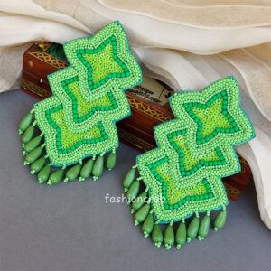 Green Beads Earrings for Girls