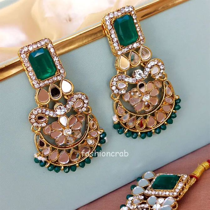 Green Pearl Mirror Choker Set for Women