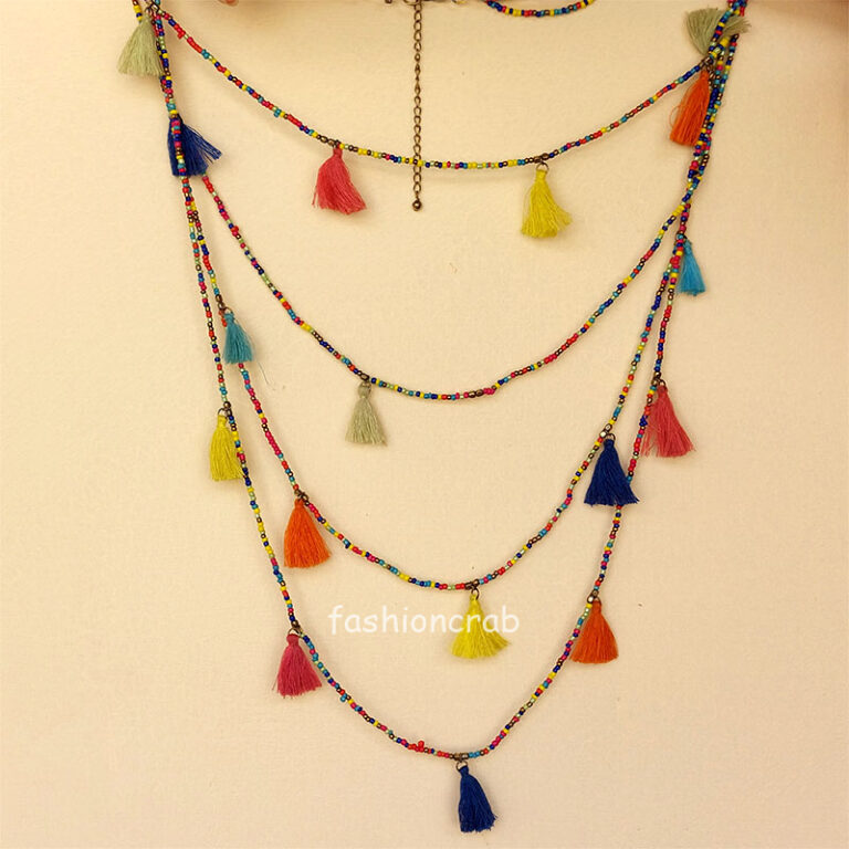 Multicolor Handmade Tassel Chain Necklace for Women