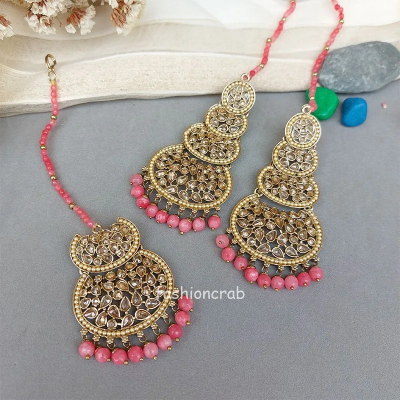 Rani Maang Tikka Set – Pink