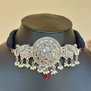White Stone Choker Statement Necklace