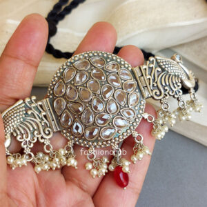 White Stone Choker Statement Necklace