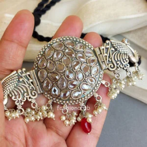 White Stone Choker Statement Necklace