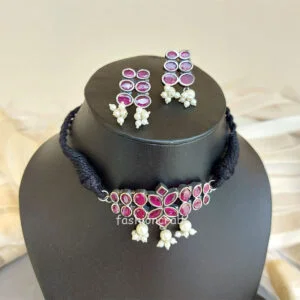 German Silver Indian Choker Necklace Set